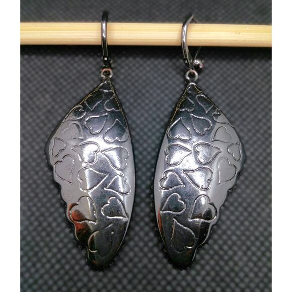 Butterfly Wing Earrings Colorful Gunmetal Gray Dangle Purple Pink Blue Crystals - Picture 2 of 9